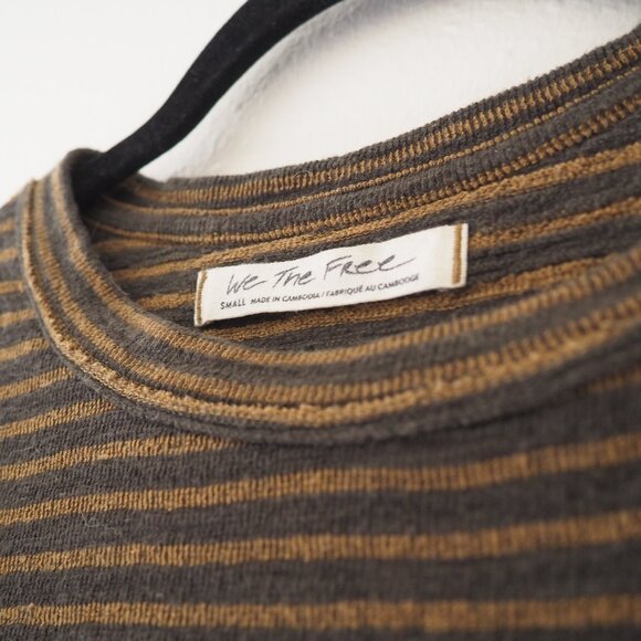 * We The Free People Sabrina Army Combo Stripe Short Sleeve Shirt sz S - Picture 6 of 7